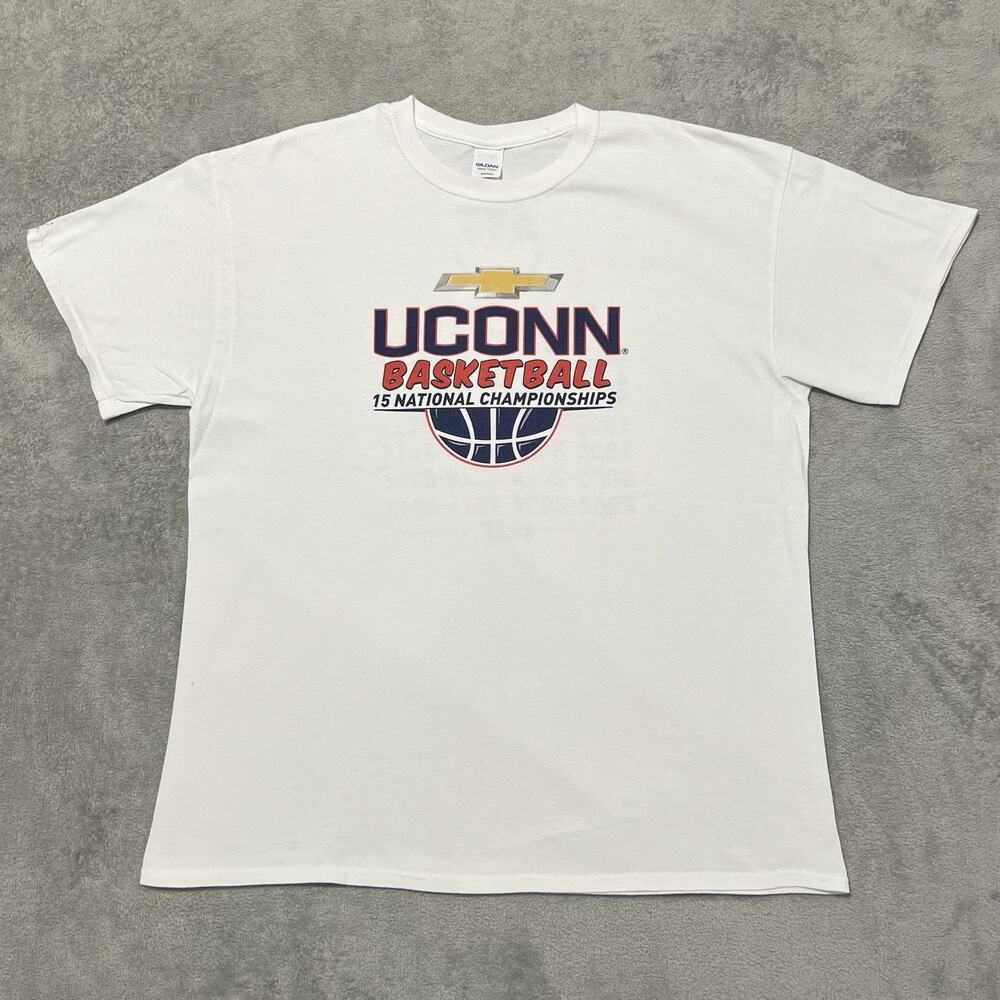 UCONN Huskies T Shirt Mens XL White 15 National Championships Chevy Tee
